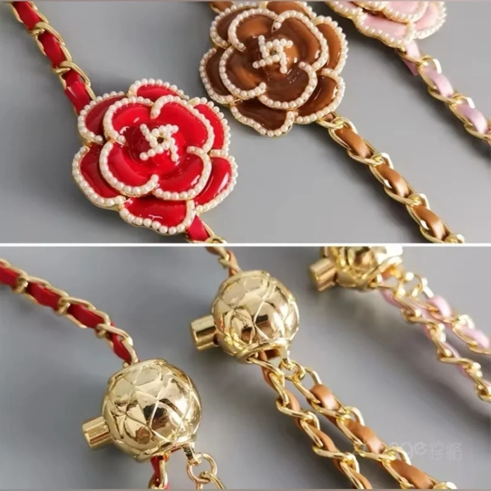 Camellia Flower Cross Body Mobile Phone Hanging Chain or Bag Strap